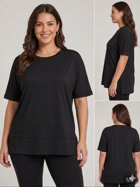 Women’s oversize Sage Black Short-Sleeve Crewneck Tee. Medium 1160